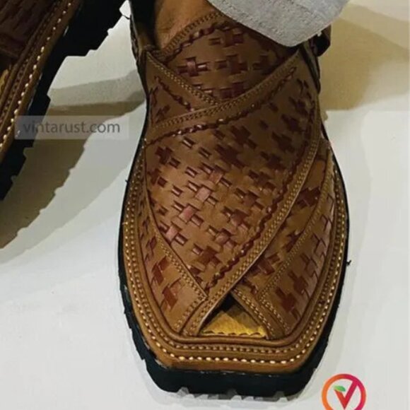 Authentic Brown Peshawari Sandals for Men, Durable Leather Shoes, Classic Woven main image 5